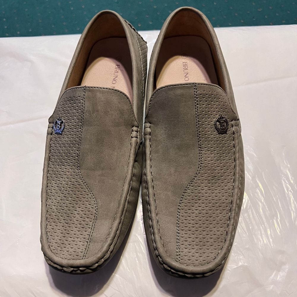 BRUNO MARC Grey Suede Driving Loafers‎ Casual Slip-On Moccasins Comfort SZ-10